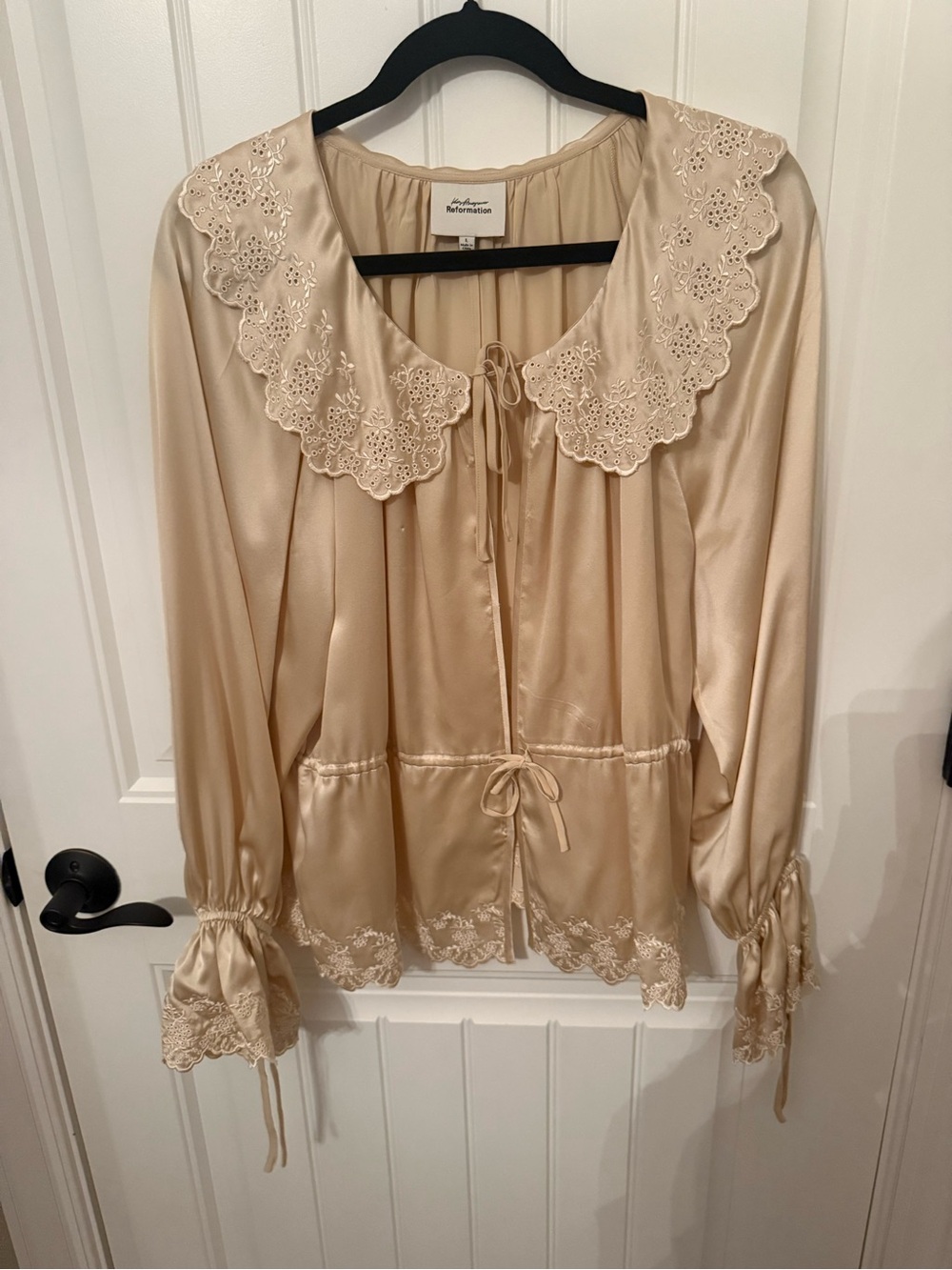 Reformation x Kacey Musgraves Lillie Eyelet Embroidered Silk Top - Picture 4 of 5